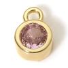 2PCs Classic Brass Birthstone Charms For Necklace DIY 18K Real Gold Plated Round Multicolour Cubic Zirconia Pendant 8mm x 5.5mm