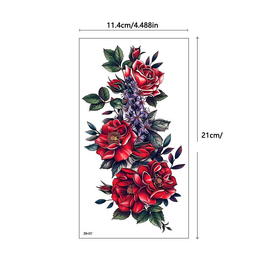 Florals Fake Tattoo Rose Flowers Temporary Tattoos 2 Sheets For Women Girls Watercolor Waterproof Accessories
