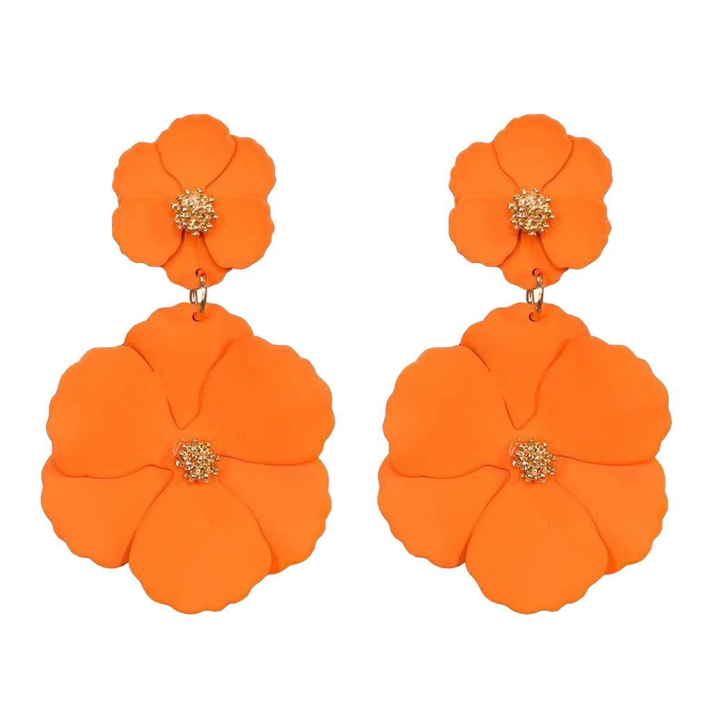 Unique Flower Studs Earrings Fashionable Colorful Dangle Statement Earrings Iron Texture Suitable for Youthful Women