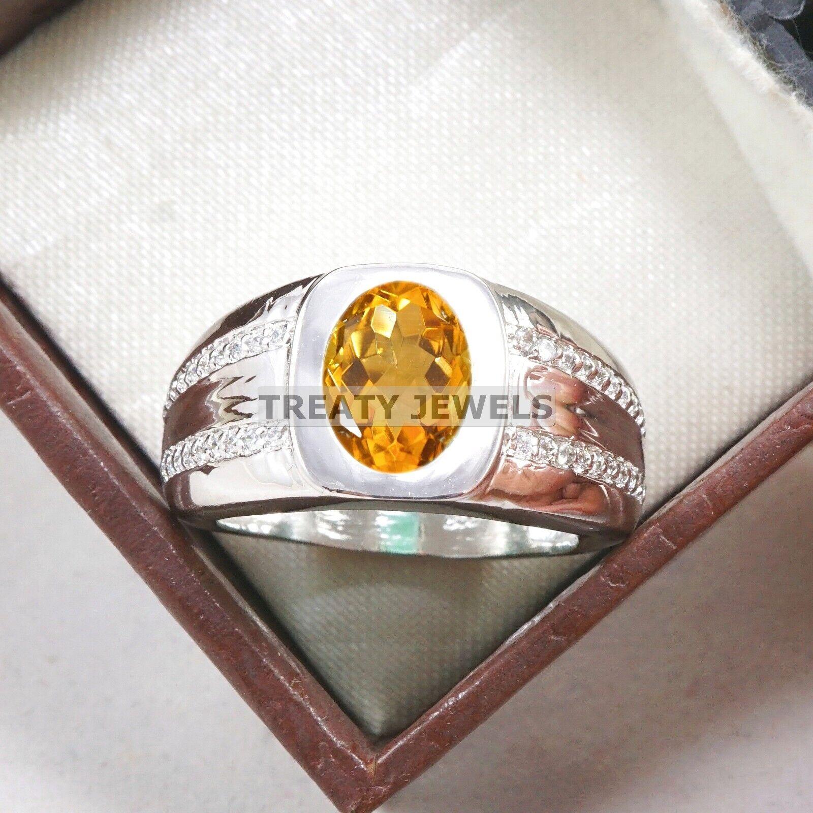 

Citrine Oval Cut Gemstone With 925 Sterling Silver Ring For Men s #A969 JL375669283560 4-16 US срібний