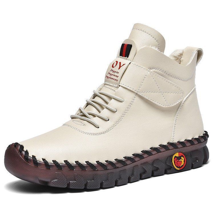 Winter Padded Warm Boots Female British Style Fashion Versatile Velcro Casual High-top Cotton Boots Large Size