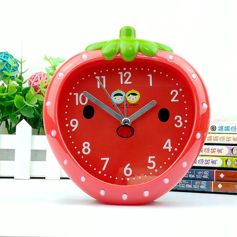 Children's creative red strawberry small alarm clock student lazy alarm clock simple cute silent boy and girl time