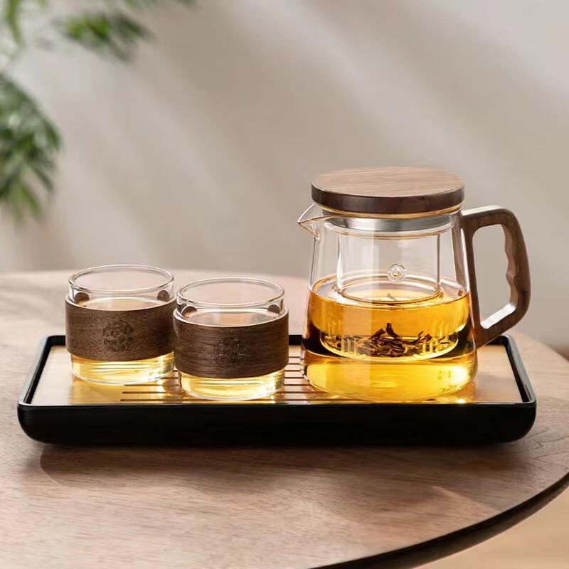Shangqi Transparent Glass Teapot Set with 2 Cups and Tray