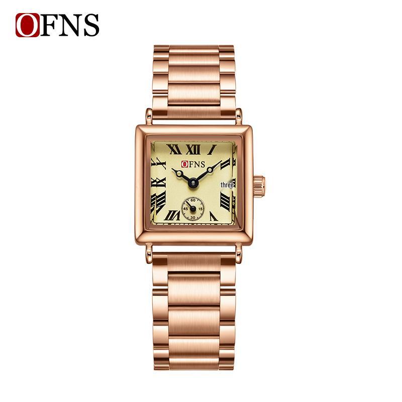 OFNS Women's Classic Luxury Retro Square Quartz Watch with Roman Numerals