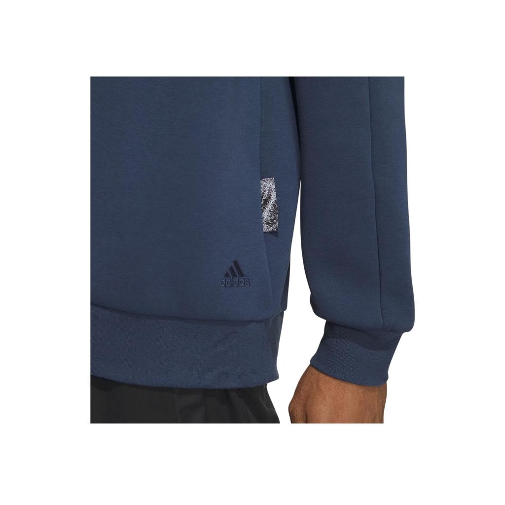 Adidas Wuji Logo Crew Sweatshirt With Geometric Pattern Print Men Sweatshirt Dark-Blue IP4947