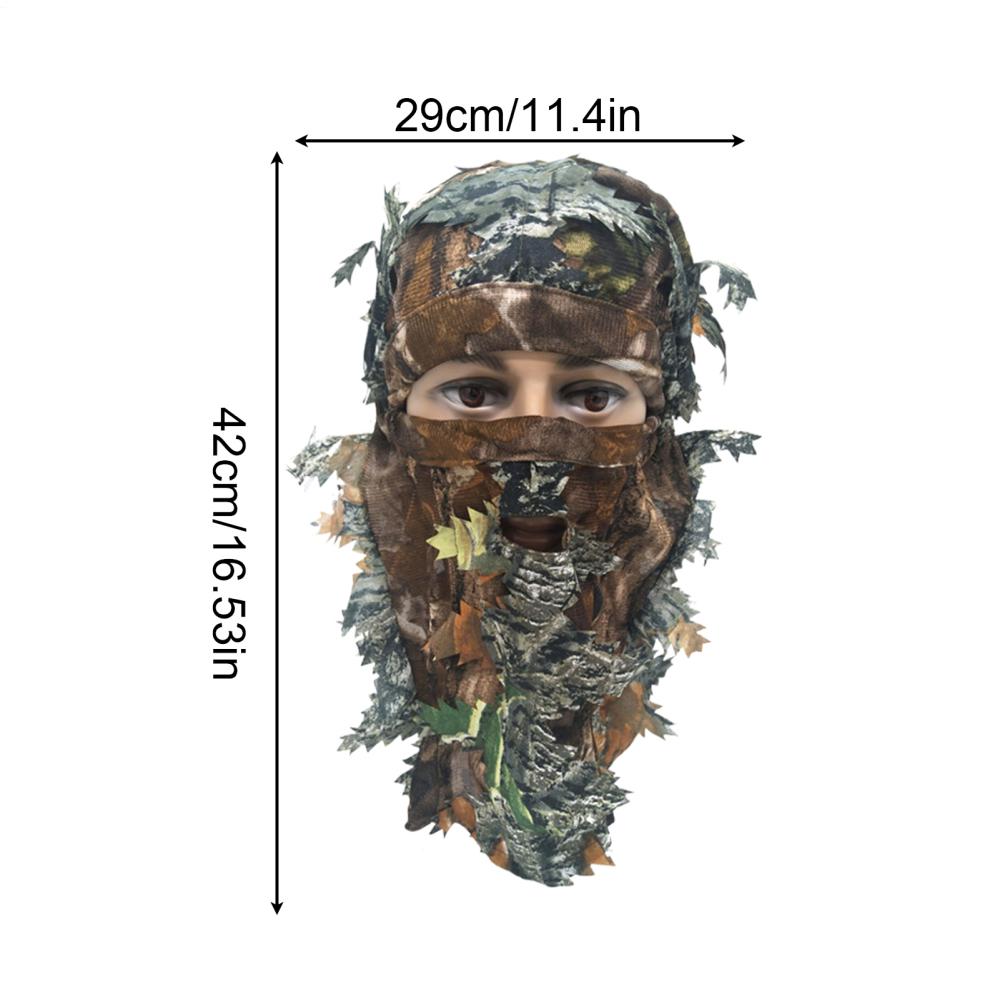 3D Blätter-Ghillie-Hut Vollgesichts-Tarnung Verstellbare Versteck-Kopfbedeckung für Outdoor-Jagd & Wildtierfotografie