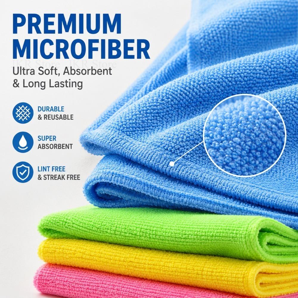 Microfiber Cleaning Cloth Absorbent Dishwashing Towel Reusable Household Cleaning Rag for Kitchen Bathroom Table Window Car Use