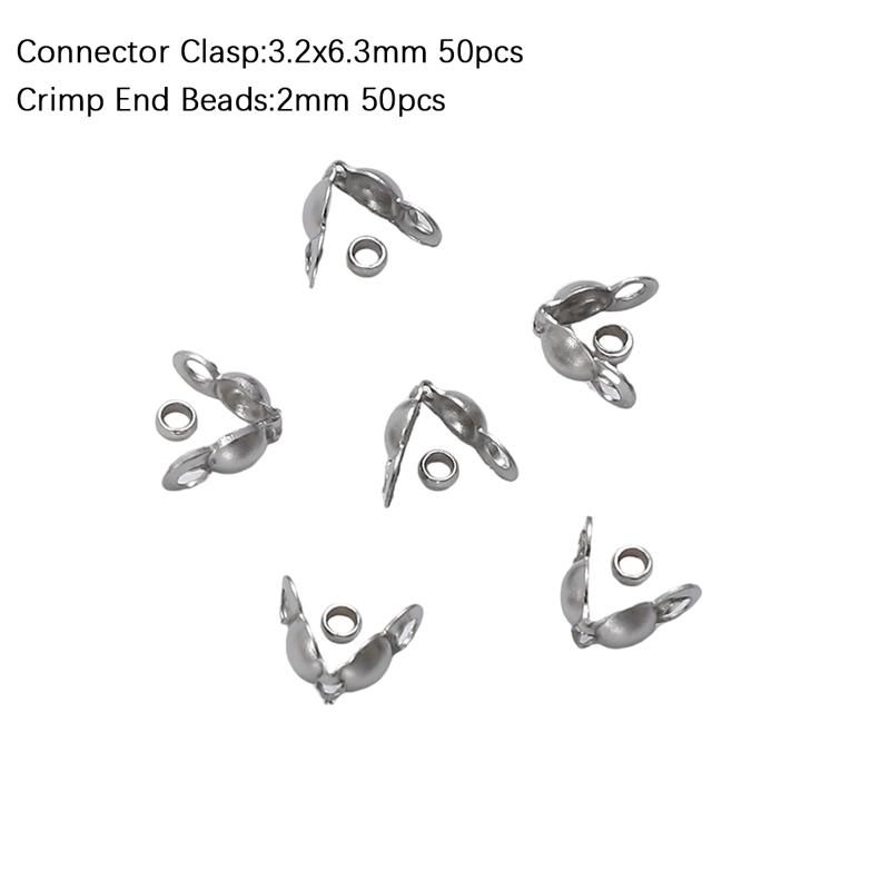 100Pcs Stainless Steel Buckle Positioning Bead, Clasp Connector for Chain Jewelry