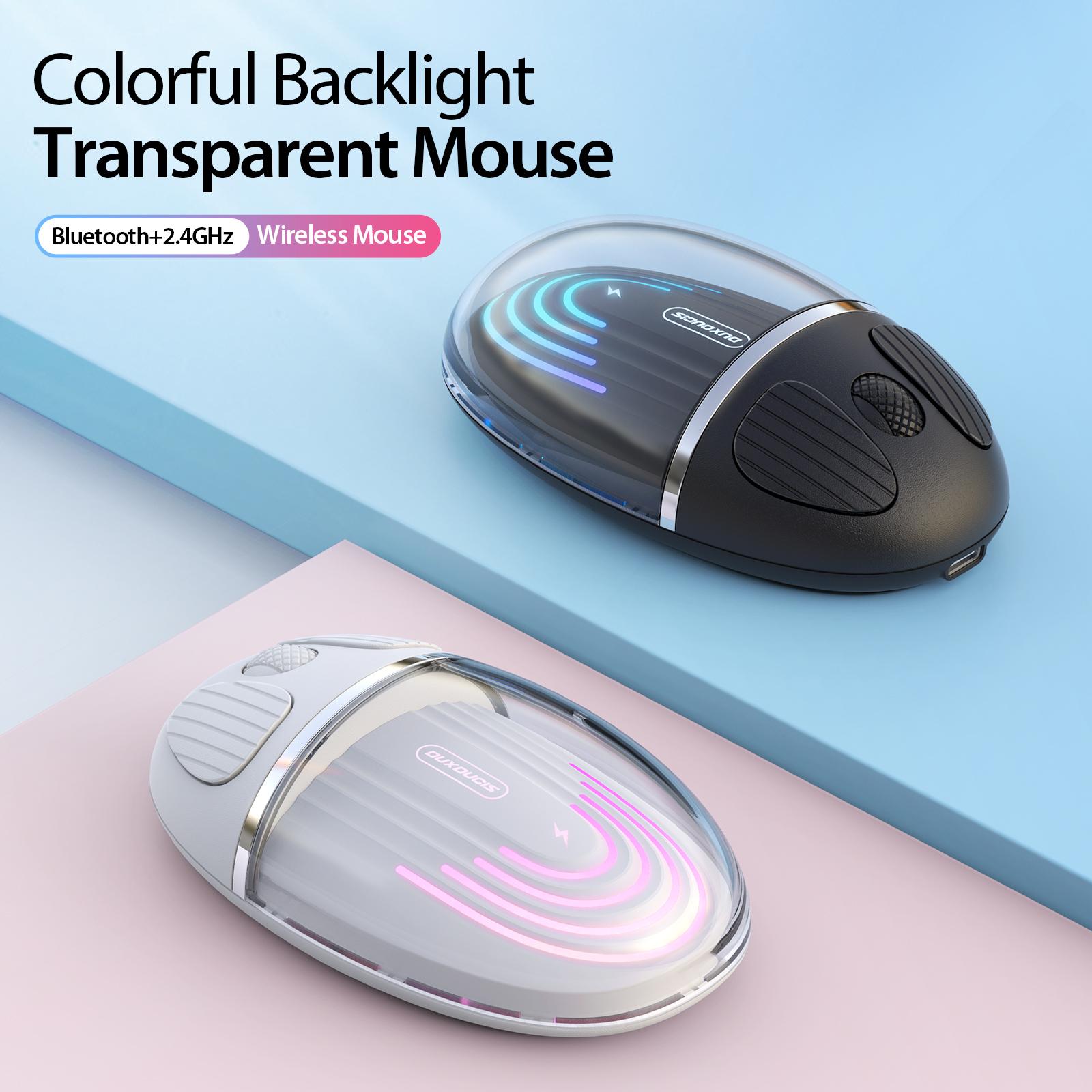 

DUX DUCIS CM Series Transparent Wireless Mouse 2 Modes Bluetooth+2.4G LED Slim Mouse for Laptop,Mac,PC White