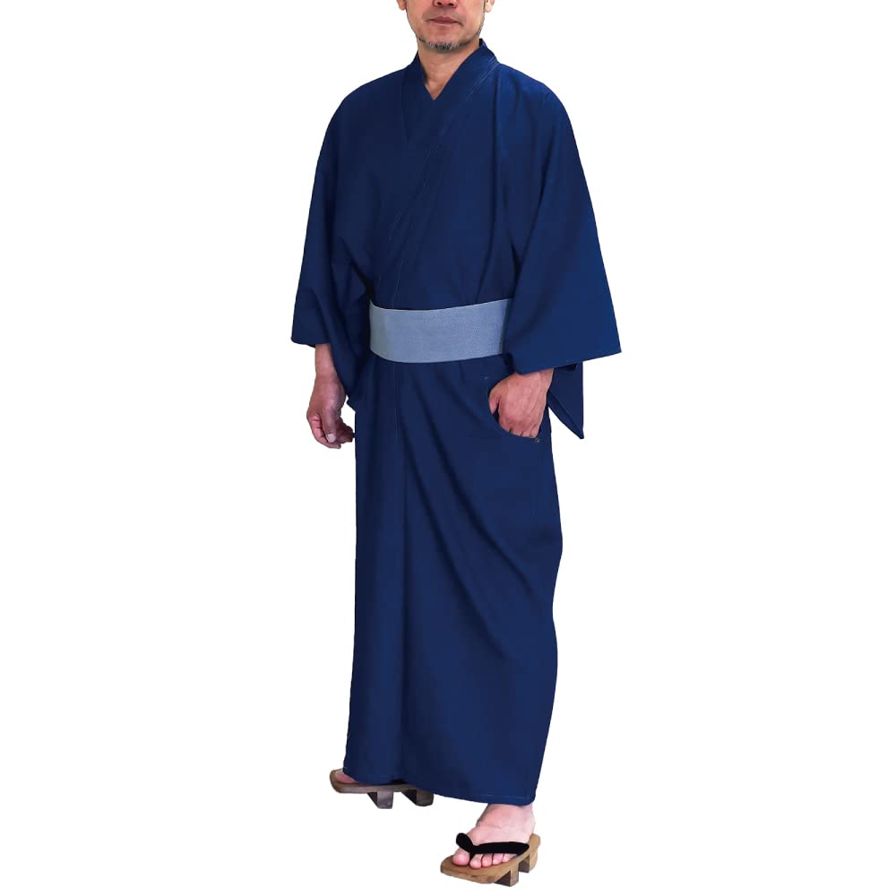 SWINGPLUS Light Denim Solid Yukata Men's Kimono, 6.5 oz, Color, Single-Layer Kimono, (Size 2L)