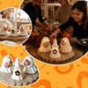 Farmhouse Halloween Decor Glowing Ghost Figurine, LED Light Up Ghost, Tabletop Pastoral Holiday Display for Tiered Tray Mantel Shelf And Indoor Autumn