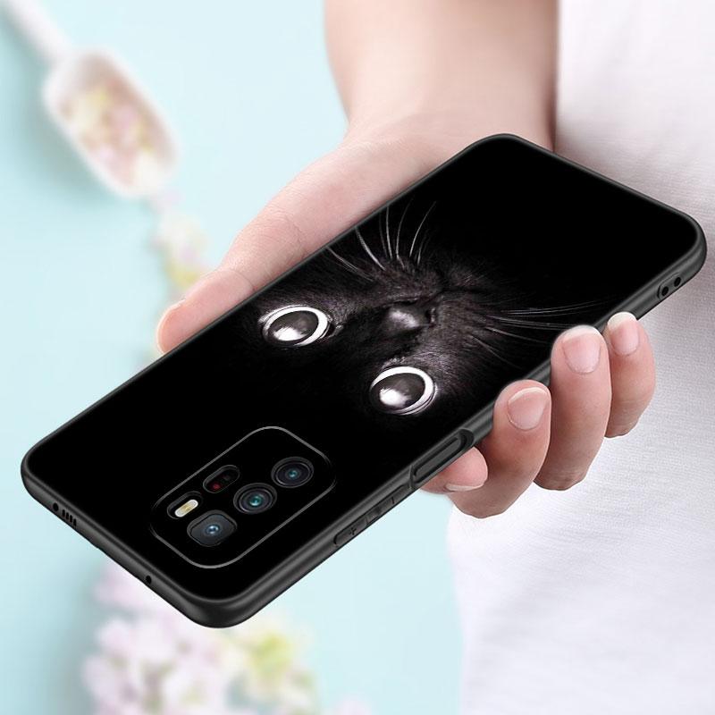 Schwarze Katze Starrendes Auge Handyhülle Für Xiaomi Redmi Note 7 8 9 10 Lite 11 11E 11T 12 Pro 11S 4G 10T 5G 8T 9S 10S TPU Schwarze Hülle