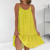 U Yaka Kolsuz Mini Elbise Pileli Fırfır Etek Gevşek Fit Backless İnce Çiçek Baskı Sling Bayan Plaj Elbisesi Günlük Giysi