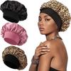 Touca de Cabelo de Cetim com Estampa de Leopardo para Outono e Inverno - com Aba Larga para Dormir, Banho e Cuidados com o Cabelo
