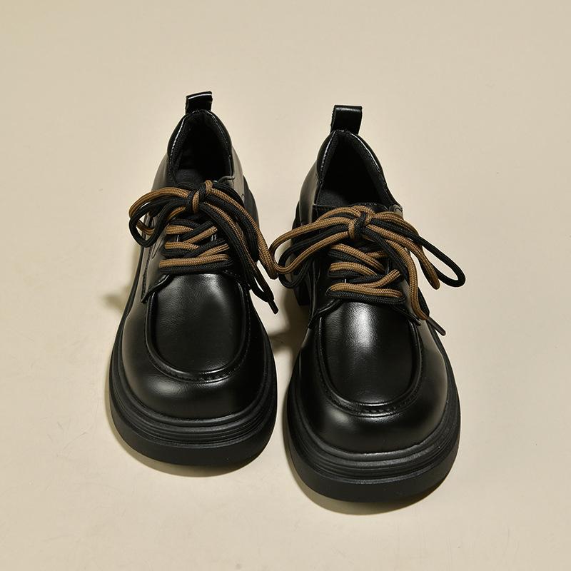 

Мокасины ретро в британском стиле женские удобные повседневные 2024 лето весна новые универсальные французские туфли на платформе Mori single 35 чёрный