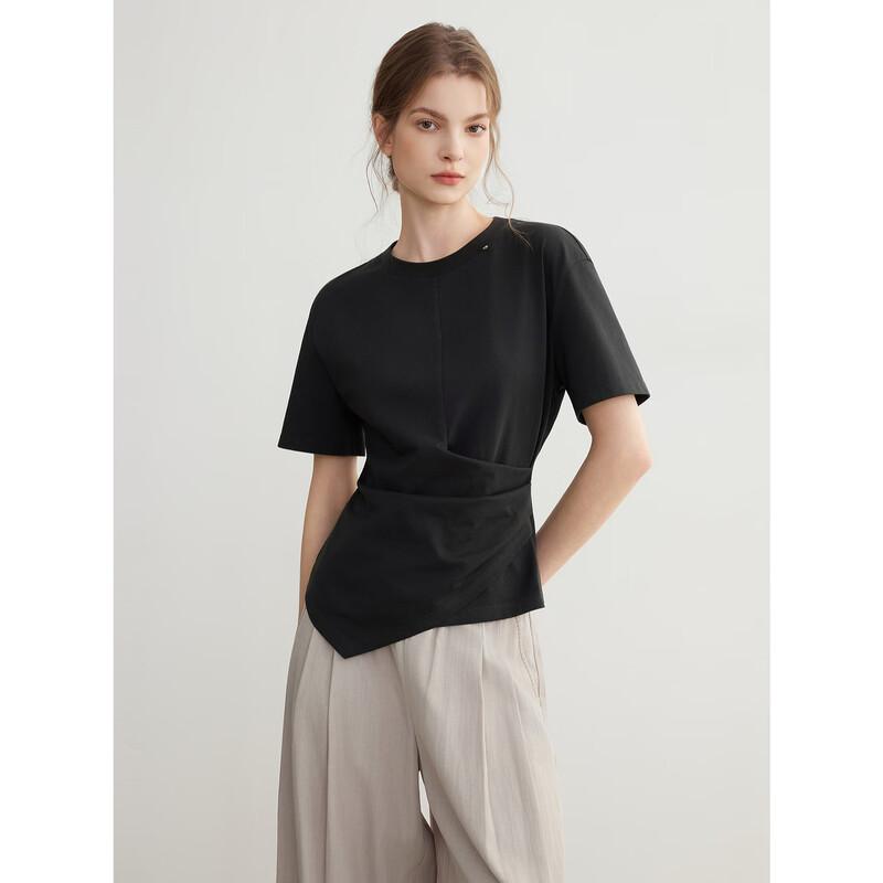 ELLE Women s French Pleated Waist T-shirt M