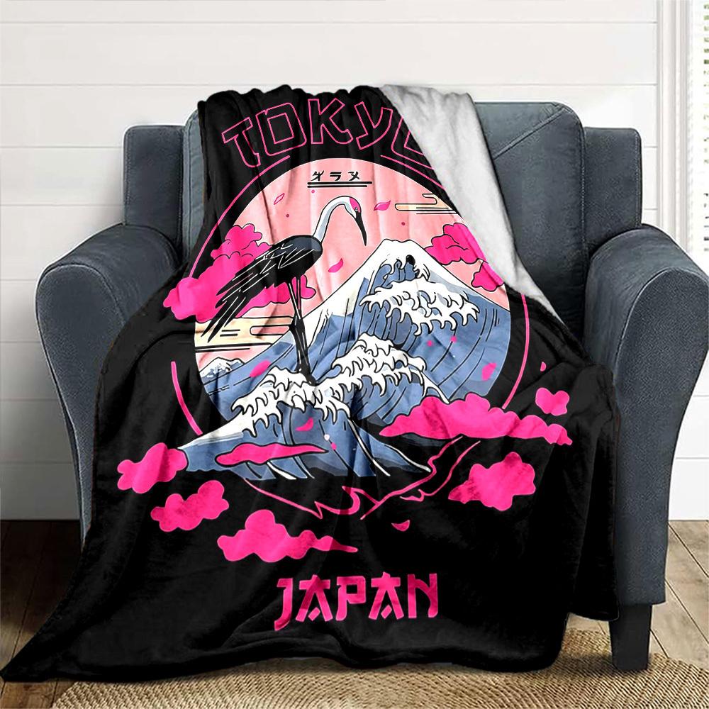 1pc Tokyo Japan Soft Flannel All Season Throw for Home, Office, Outdoor UseDurable Comfort Soft Warm Throw for Home