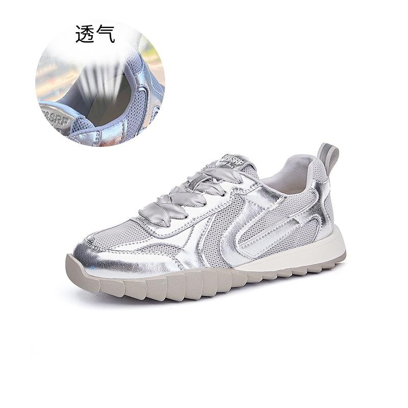 Leather Forrest Gump shoes women's 2025 summer new breathable mesh sports shoes women's versatile casual shoes women's flat women's shoes