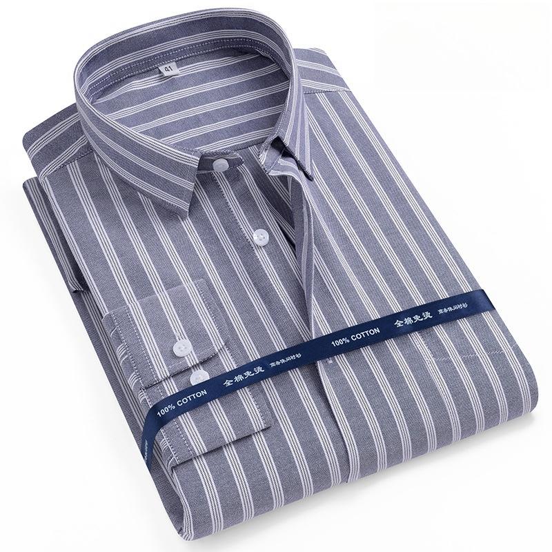 New 100% Pure Cotton Shirts Oxford Men Solid Color Shirt Long Sleeve Regular Fit Men Pocket Casual Autumn Male Shirt 7XL 8XL