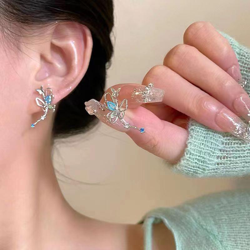 Elegant French Retro Ribbon Earrings: Stylish Ballet Bow Three-Color Design for Women