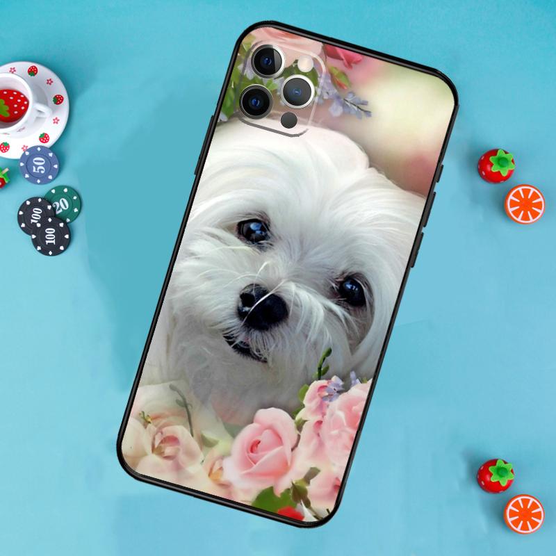Cartoon Maltese Dog Phone Case For iPhone 17 Air 13 16 15 11 12 14 Pro Max 13 12 mini 15 16 Plus 16e Cover Funda