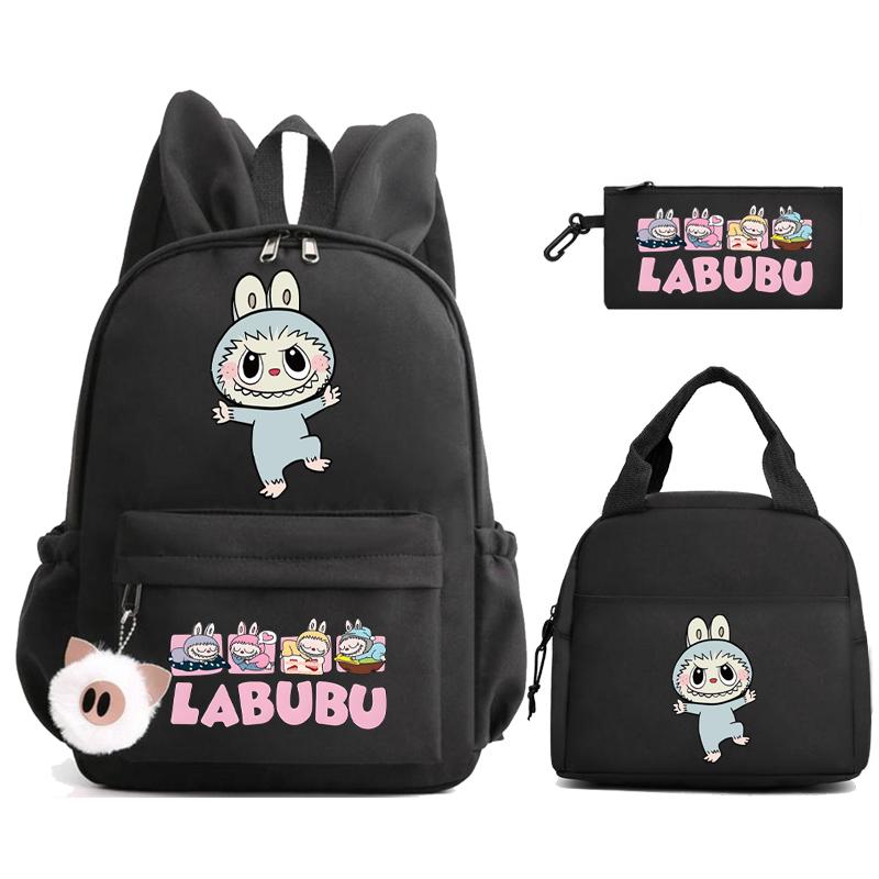 3Pcs/set Cute Printed Backpack Lunch Bag Pencil Case Children Girl Boy Mokoko Student Schoolbag Zimomo Kid Gift Mochila