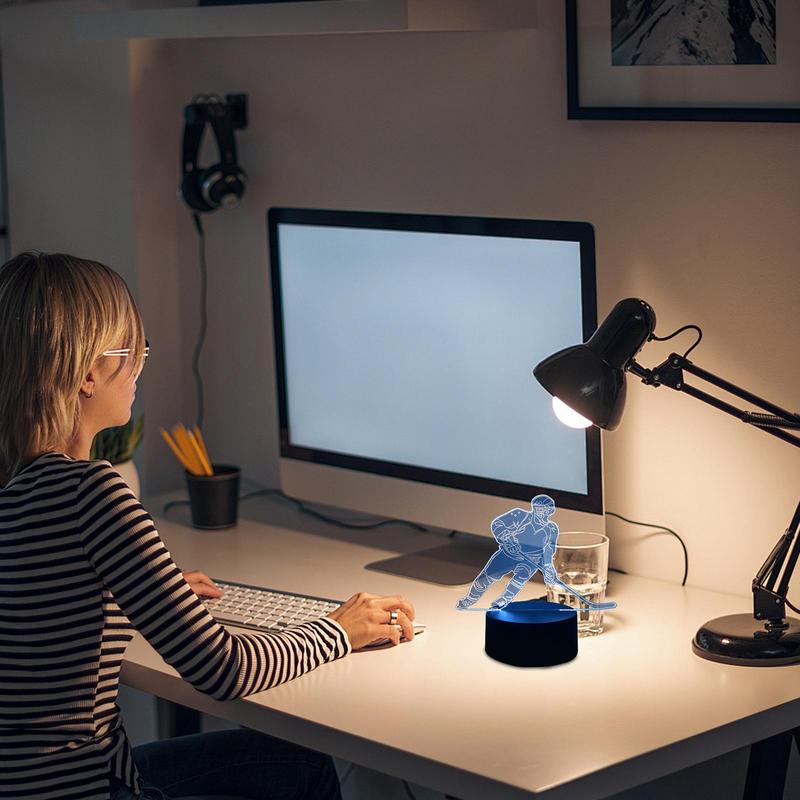 Acryl Eishockeyspieler Touch Control Tisch Nachttischlampe Kreative Nachttisch Leseleuchte Weiches Leuchtlicht für Haus Schlafzimmer Dekoration