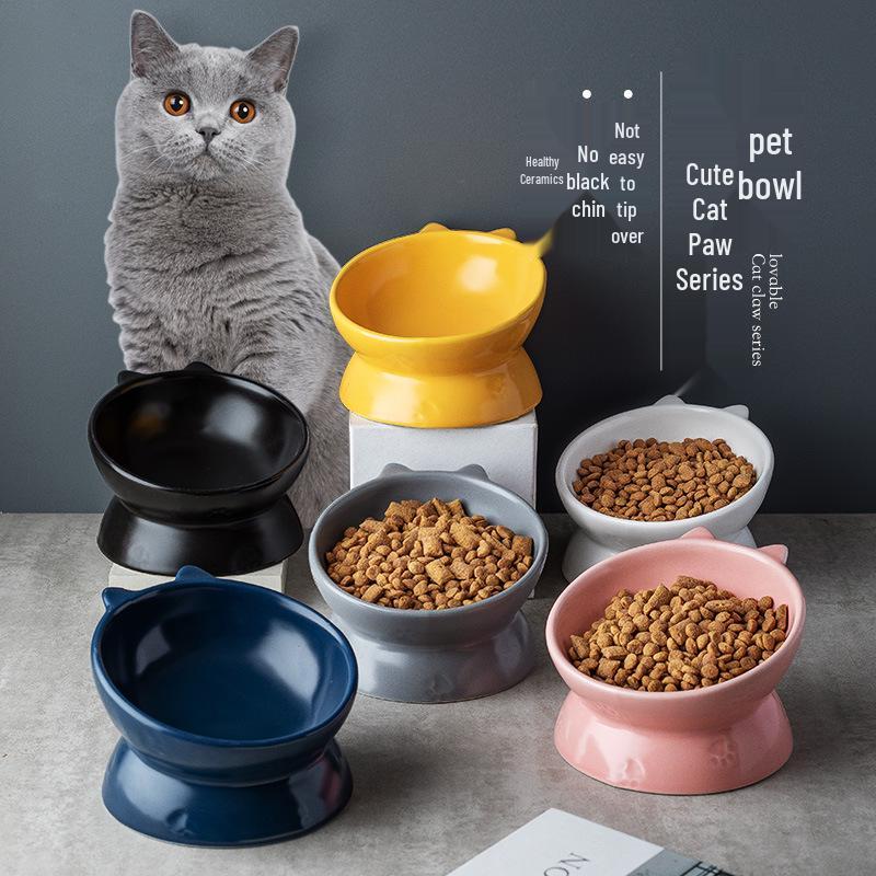 

Керамическая миска для кошек с косыми стенками и двойными ушками - Матовая глазурь, Защита от черных точек на подбородке, Поддержка шейного отдела позвоночника, Милый дизайн Matte Yellow