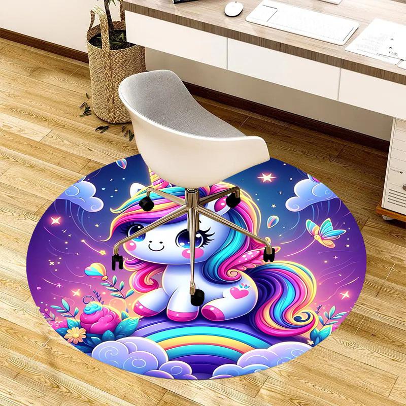 1pc Office Carpet Chair Mats Rainbow Unicorn Fantasy Night Perfect for Decorating Office Chairs, Living Rooms, Or Bedrooms.YDT238