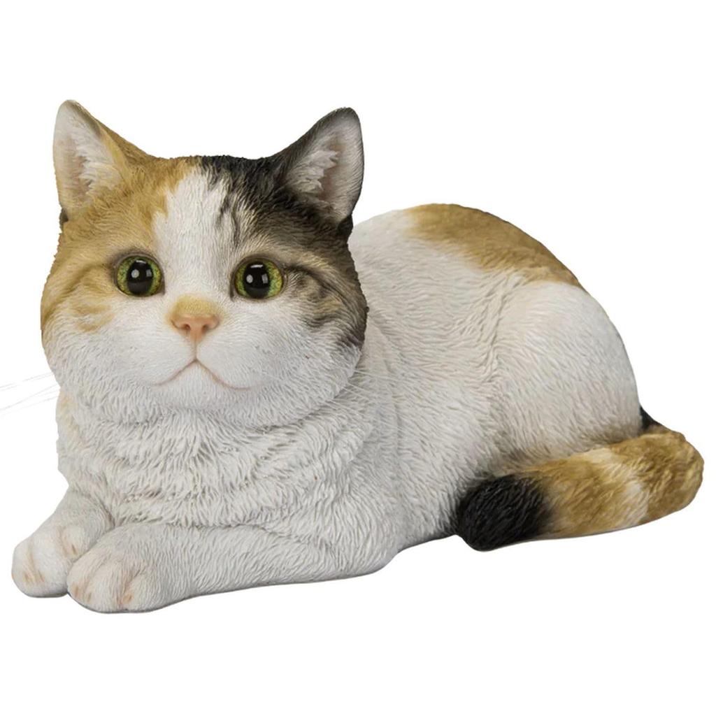 Ubia Pisică Calico Culcată 17 x x cm Păpușă Figurina Ornament Animal Decor de Grădină Pisică Realistă Drăguță 10.5 9.8 H24178-A-21