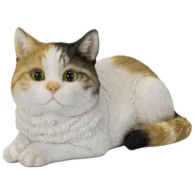 Ubia Lying Calico Cat, 17 X 10.5 X 9.8 Cm, Doll Figurine, Animal Ornament, Garden Decor, Realistic, Cute Cat, H24178-A-21