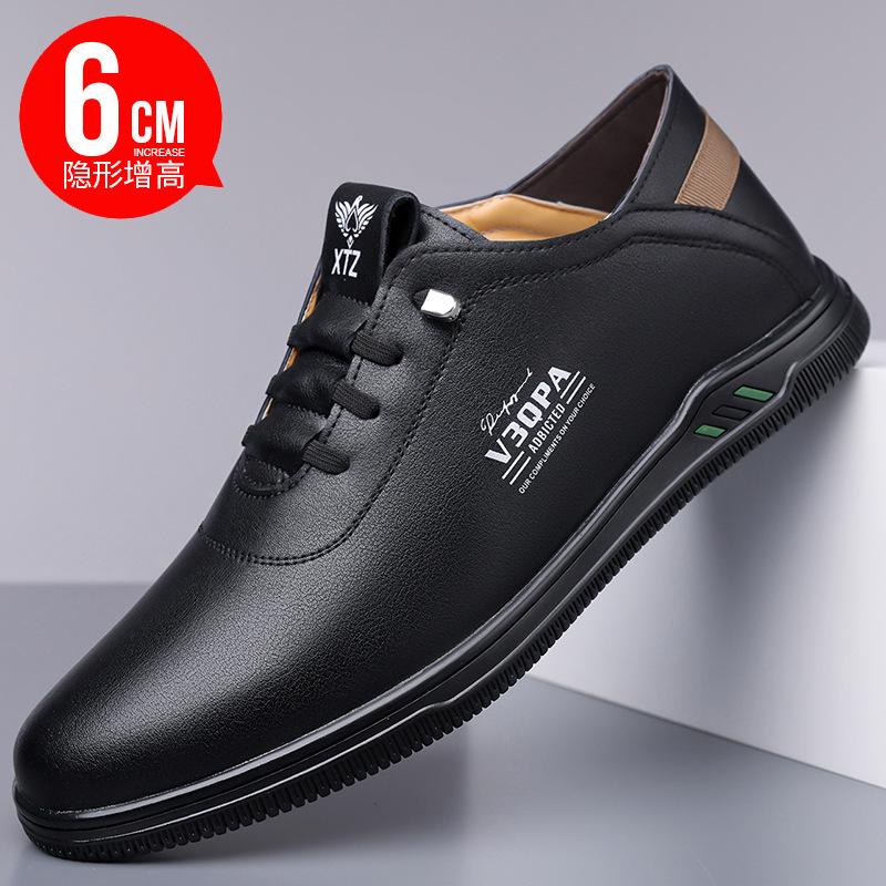 

2025 Новые дизайнерские туфли на высокой подошве для мужчин, однотонные, модные, повседневные кожаные туфли, мужские, на шнуровке, весна-осень, лоферы для мужчин 37