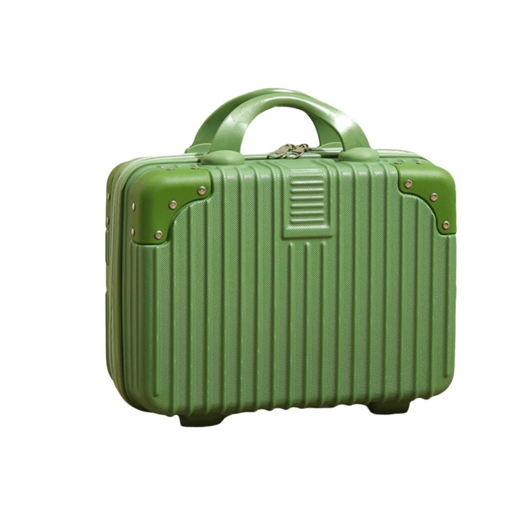 

Cosmetic Mini Handheld Suitcase Retro Luggage Travel Box with Straps 14 Inch Makeup Case Flight зелёный