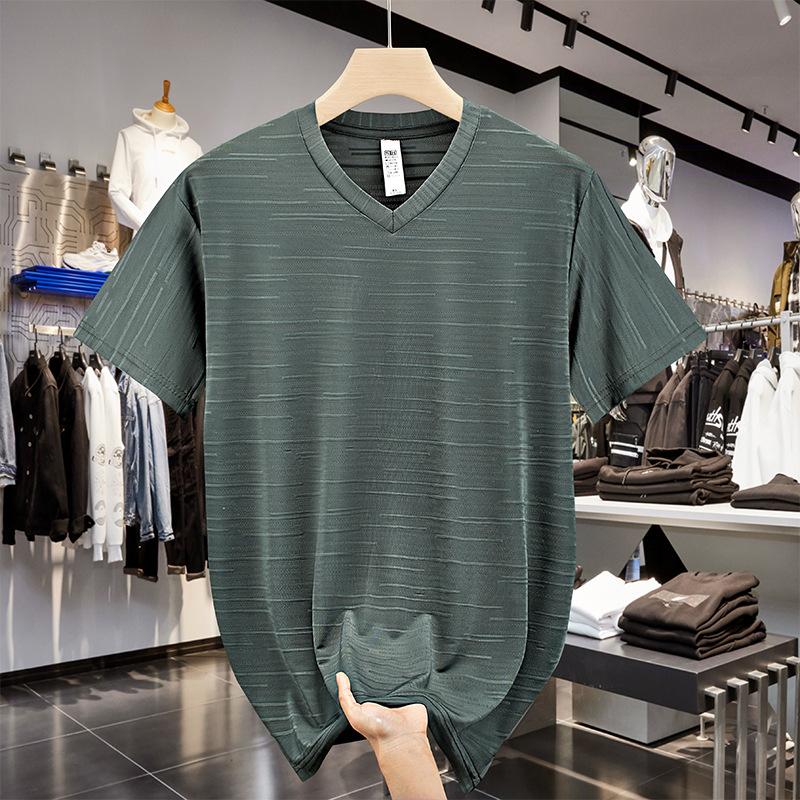 10xl Big Size T-Shirt Men V-Neck Loose 9xl 8xl Summer Slim Fit Men's T Shirts Sport Quick Dry Short Sleeve Tops Tee