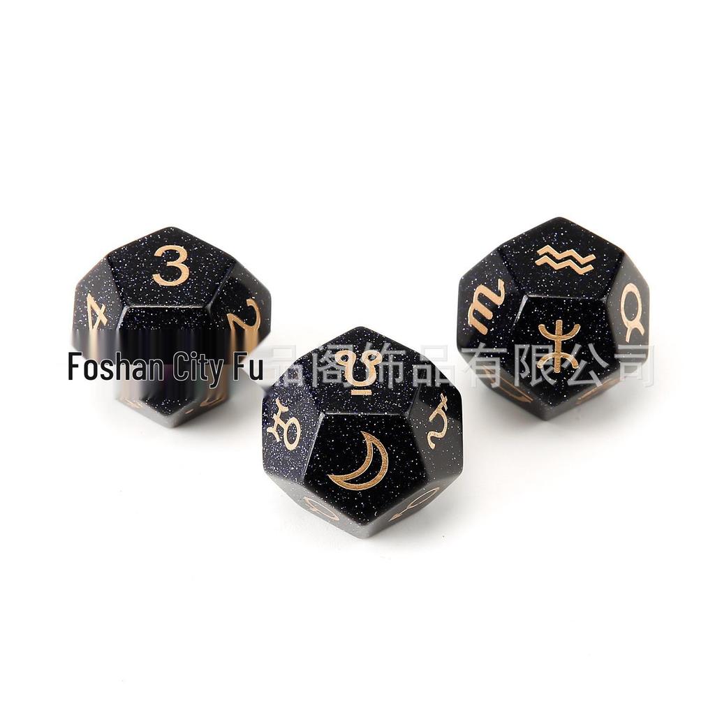 Transgraniczny zestaw kości D12 z naturalnego kryształu kwarcu Zodiak i Tarot