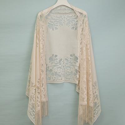 Summer Lace Cheongsam Shawl Scarf Women's Outerwear Cardigan Thin Style Sun Protection Long Style Hollow Gauze Scarf