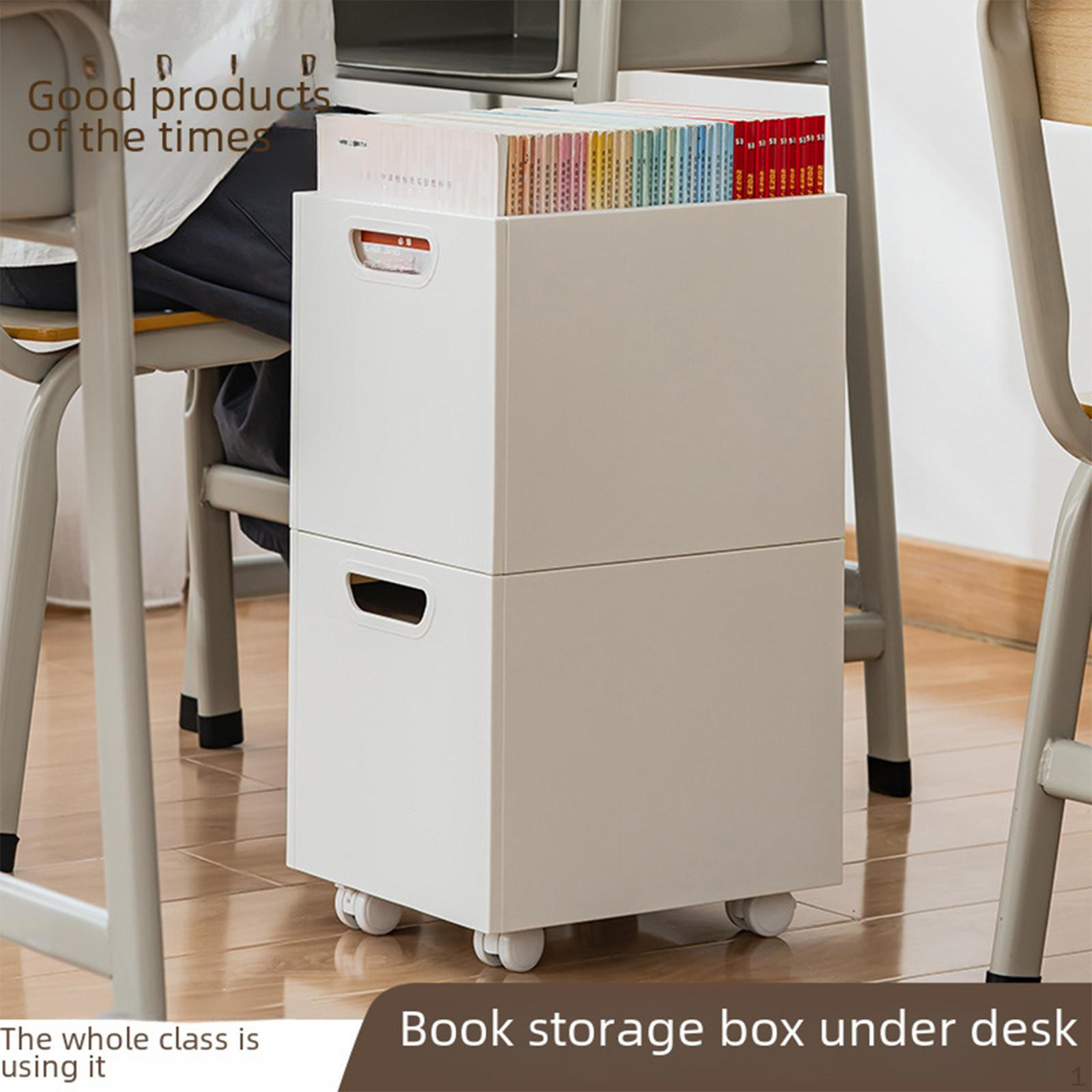 

Органайзер для книг на колесах под стол с ручками и роликами