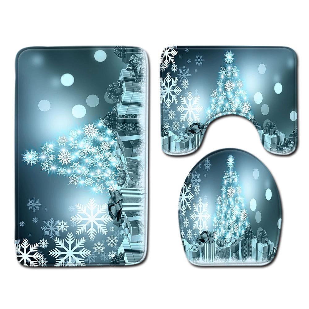 Christmas Bathroom Floor Mat Toilet Three-Piece Set
