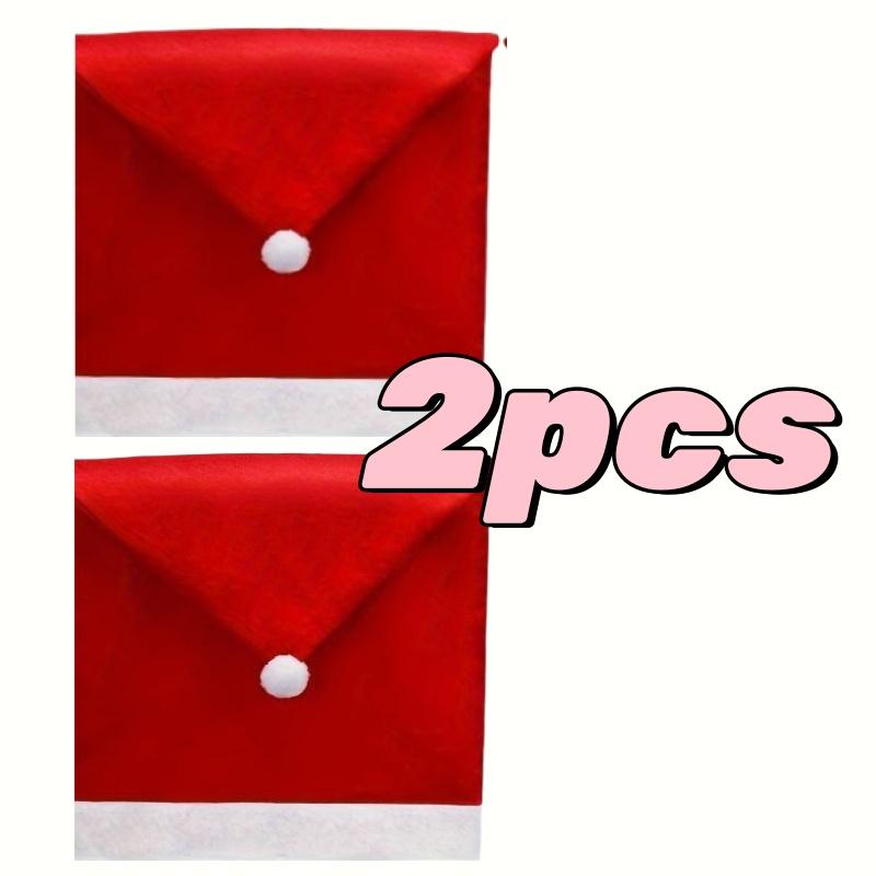 1-12pcs Christmas Chair Covers Decor Santa Claus Red Hat Chair Cap Kitchen Dining Chair Slipcovers Sets For Christmas Holiday