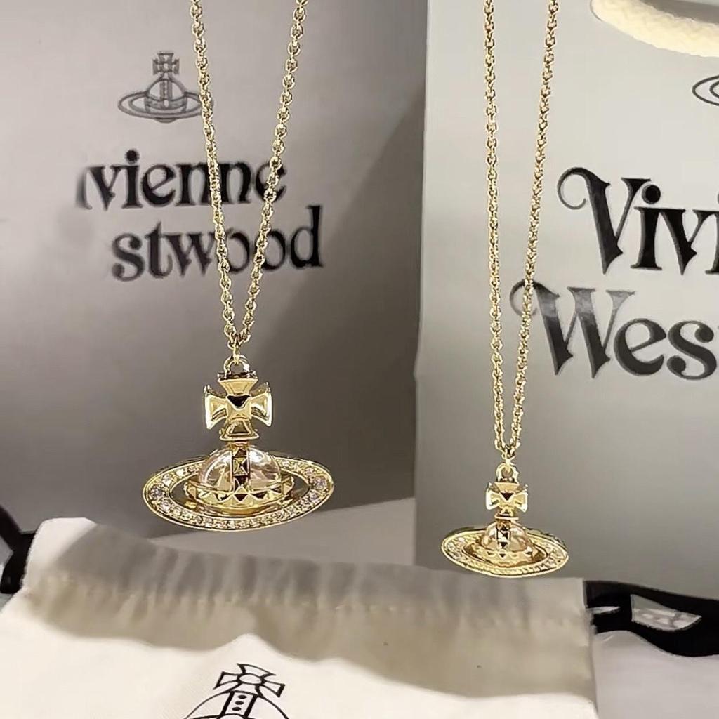 Empress Dowager Cixi Saturn Stud Diamond Necklace: Elegant, Versatile, 3D Planet Design Sweater Chain