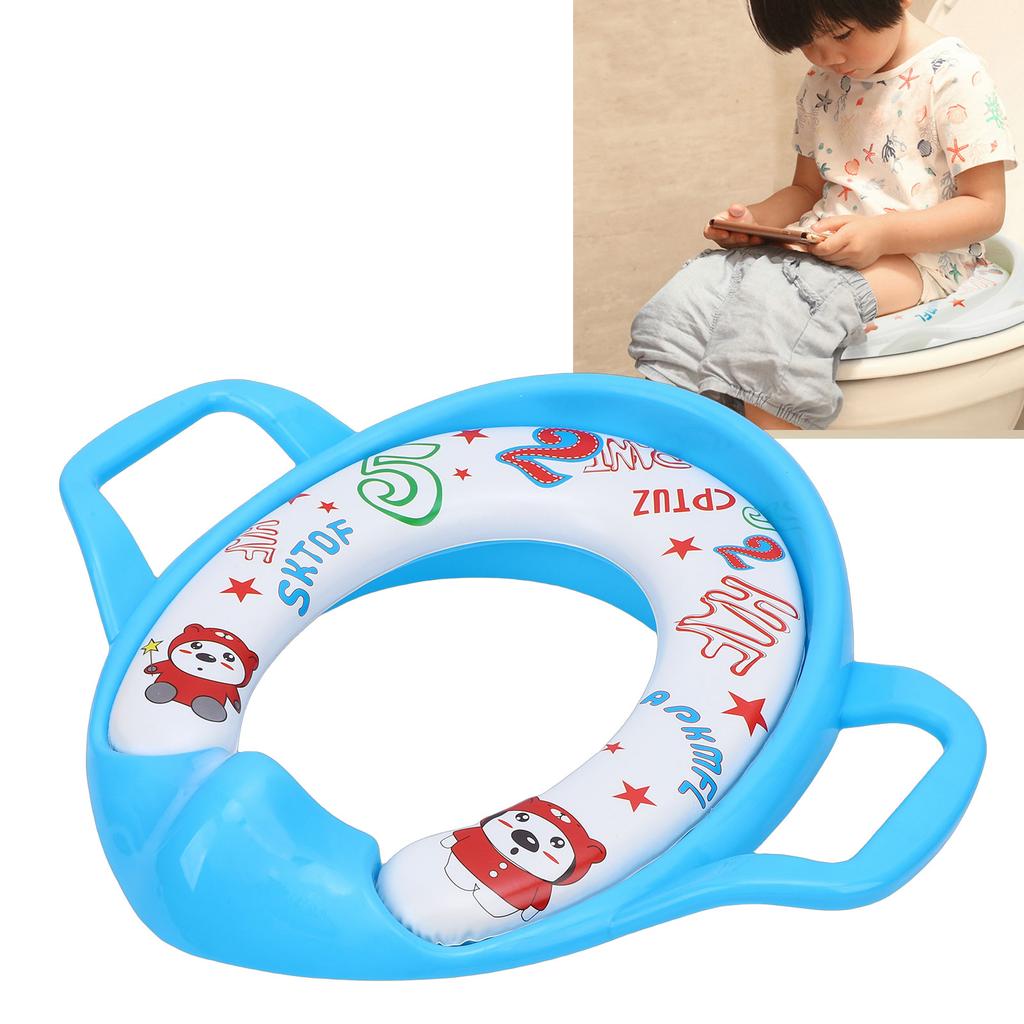 Baby Potty Training Seat for Boys Girls Toddler Potty Seat Soft Cushion with Non Slip Base Handles Splashing Guard Blue