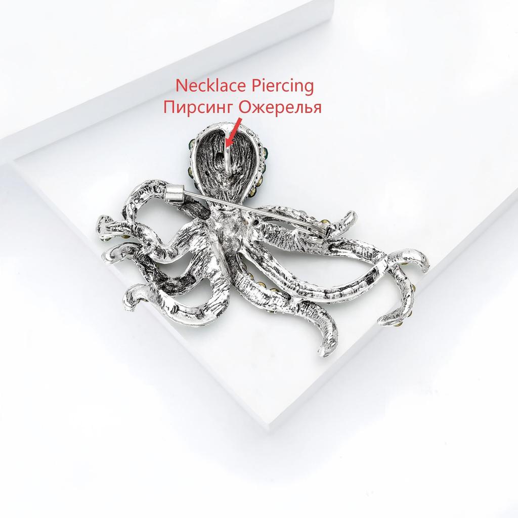 Luxury Rhinestone Octopus Brooches for Women Unisex Marine Life Pins Friend Event Party New Gifts Jewelry Decoration Accessories
