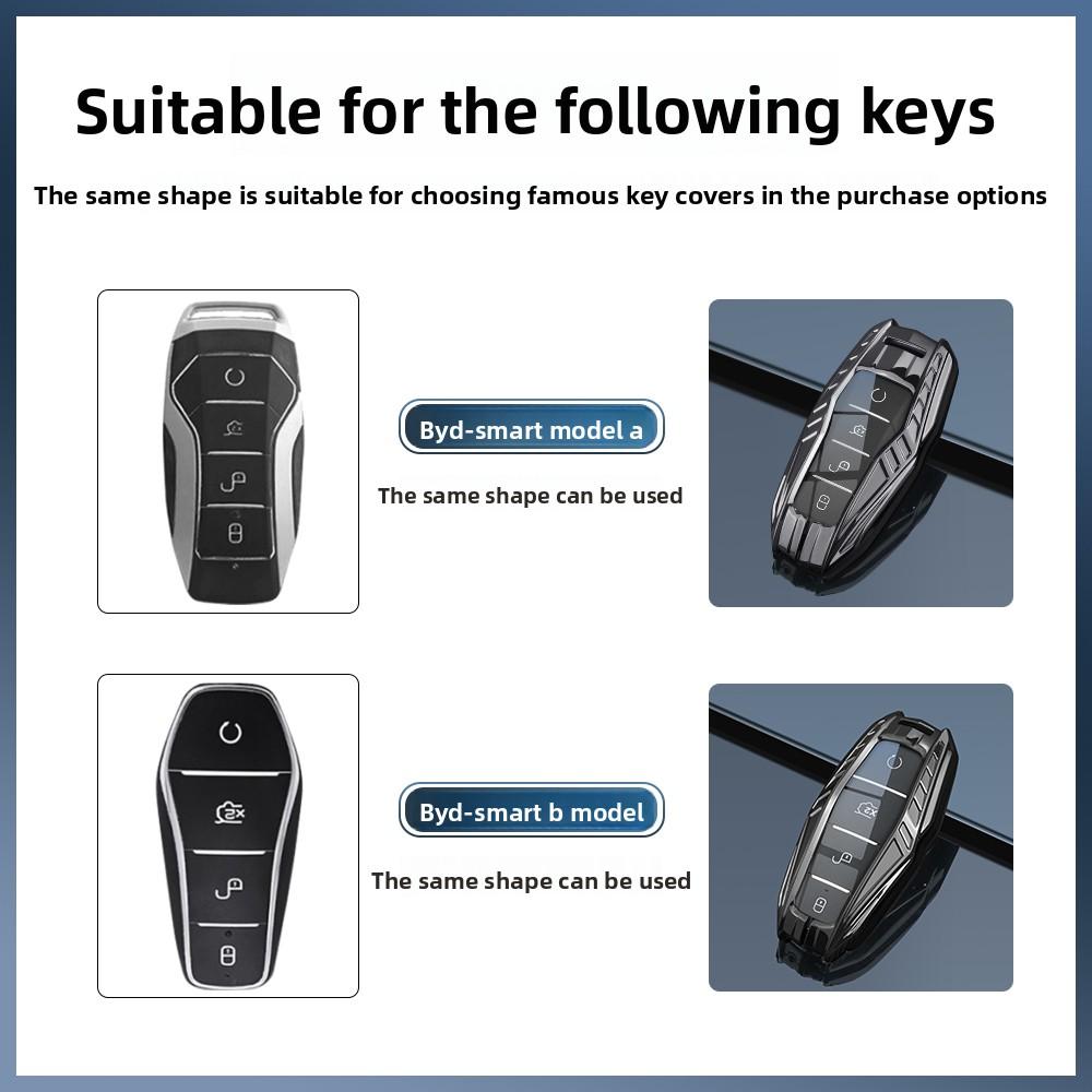 Car Zinc Alloy Leather Key Case Cover For BYD Atto 3 Han EV Dolphin Lied Tang Dm Qin PLUS Song Pro MAX Yuan Keychain Accessories