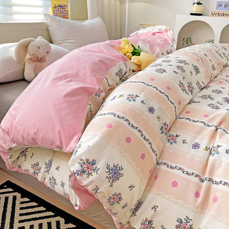 1Pc Pastoral Floral Duvet Cover Colorful Flowers 100% Cotton Skin-friendly Breathable Comforter Cover for Kids Teens Adults