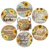 Christmas 6 Pieces Vintage Sunflower Drink With Holder Absorbent Sunflower Wood Drink Thank You Gifts Plates Mats Table Round
