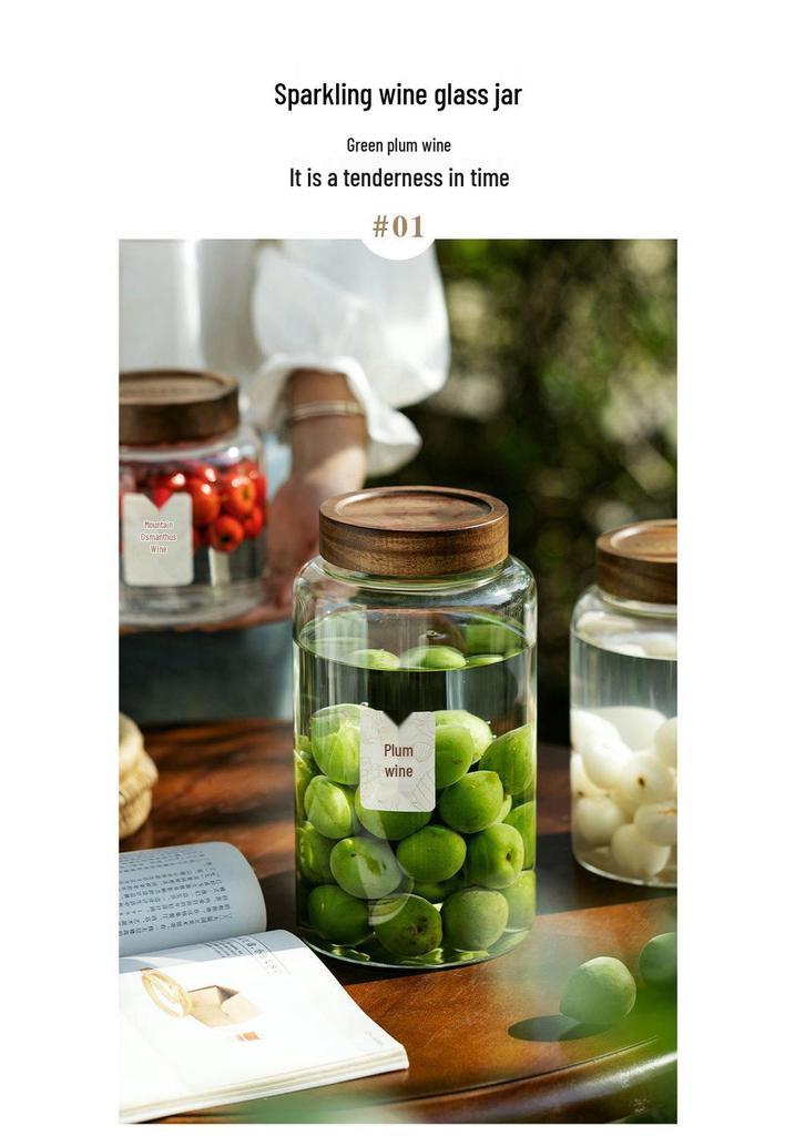 Sparkling Wine Sealed Jar, High Borosilicate Glass Bottle for Home Brewing, Fruit Wines like Lychee, Green Plum, Bayberry.