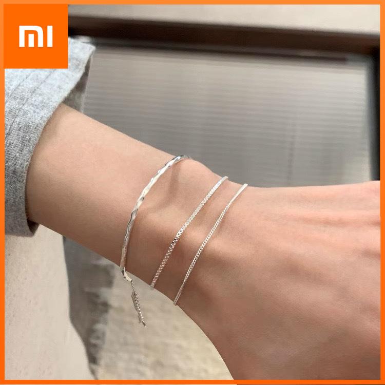 Xiaomi 100% Solid 925 Sterling Silver Retro Bracelet for Women Men Vintage Handmade Double Layers Bracelet Birthday Gift