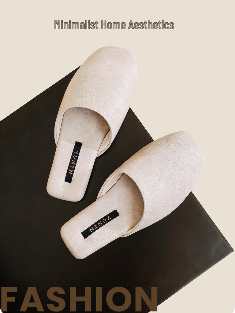 Cloud Group Autumn Minimalist Leather Slippers: Unisex, Non-Slip, All-Season Indoor Shoes