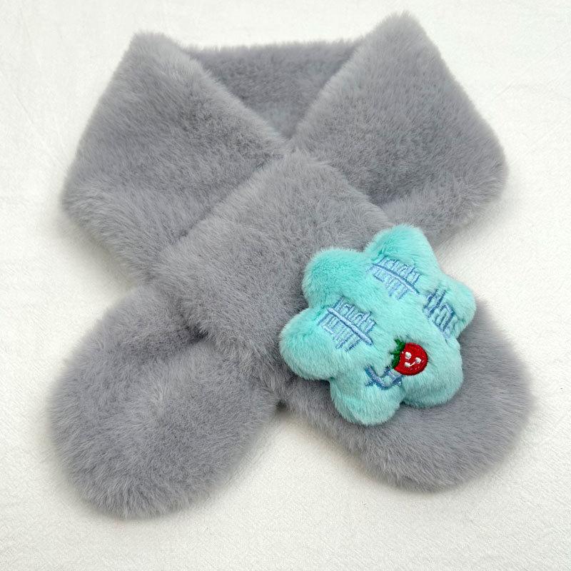 2025 Children's Cartoon Rabbit Fur Scarf – Thickened, Plush, Autumn/Winter Baby Neck Warmer for New Year and Christmas.