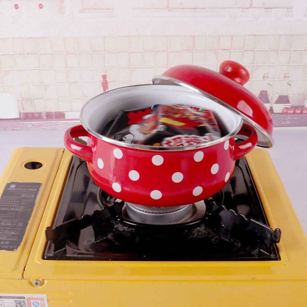 1.6/2L Tomato Enamel Pot Binaural Handle Soup Pot Cookware Saucepan Milk